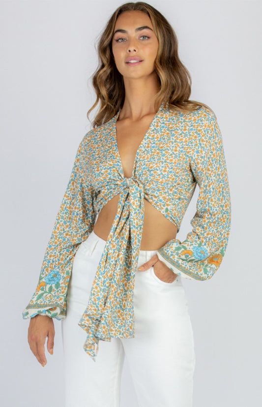 FLOWER POWER TIE UP TOP